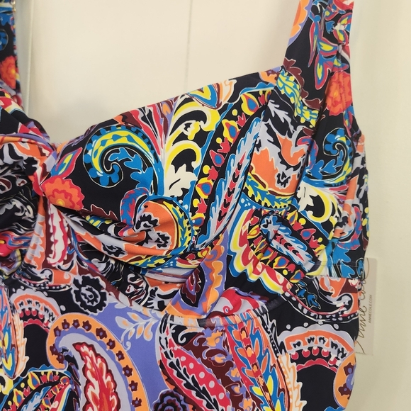 Anne Cole Paisley Parade Underwire Twist Tankini Swimsuit Swim Top New Size 24W - Picture 4 of 5